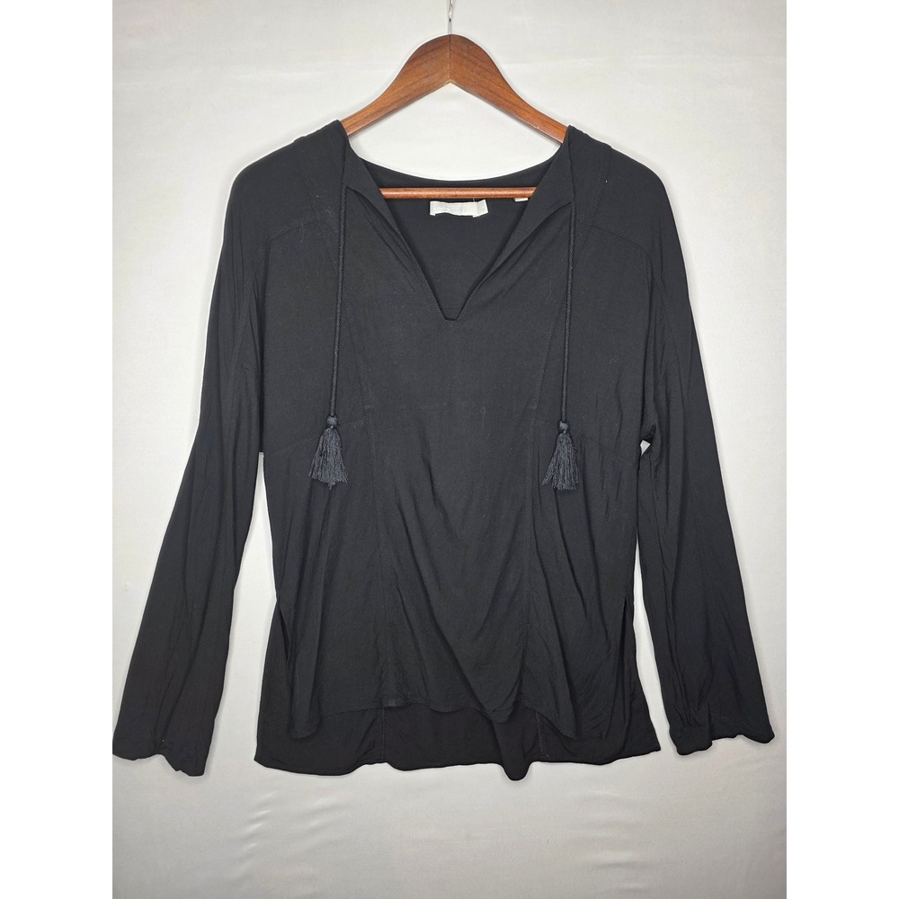 VINCE TASSEL FESTIVAL WOMEN TOP BLOUSE BLACK XS
